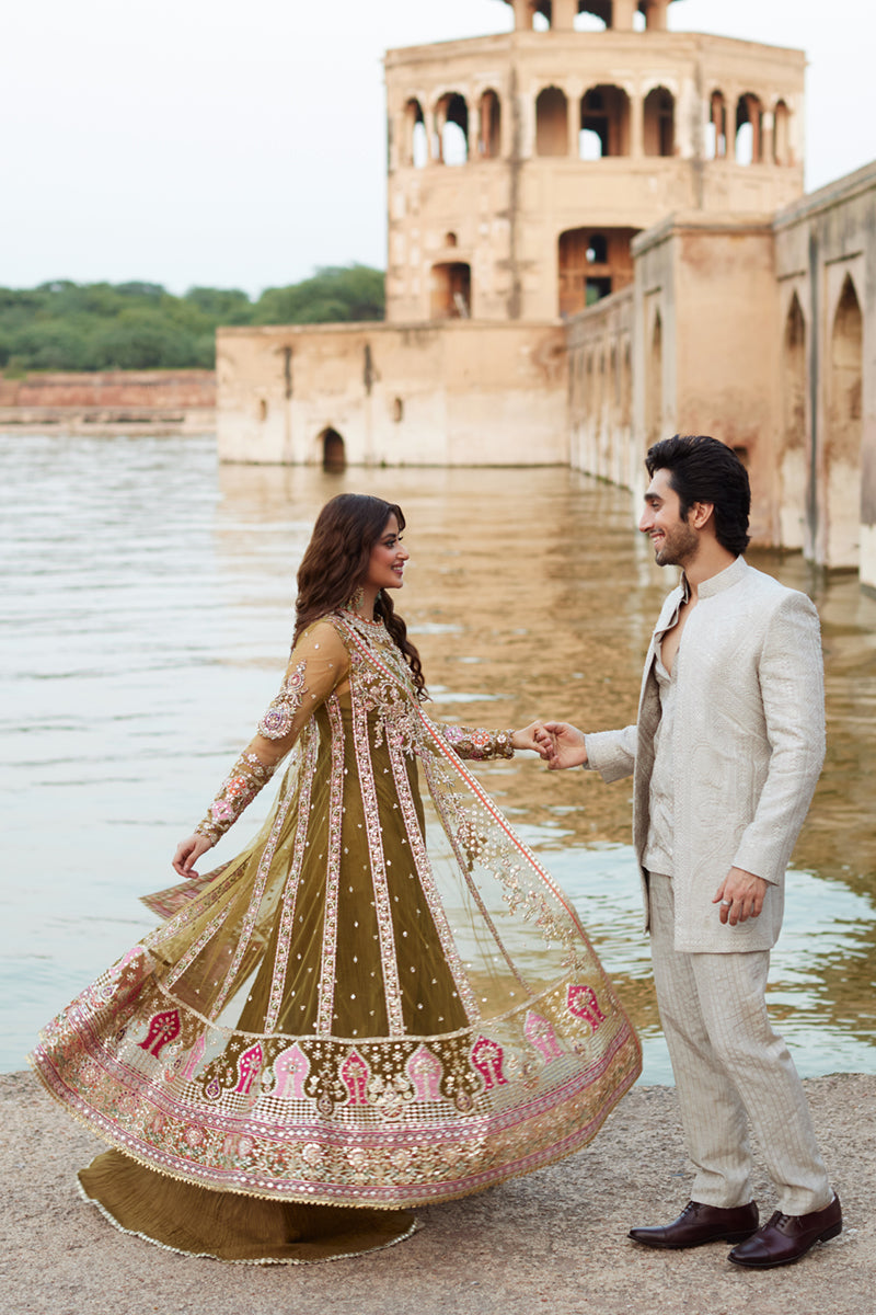 Ivory Embroidered Raw Silk Prince Coat Suit (3-Piece) - Image 8