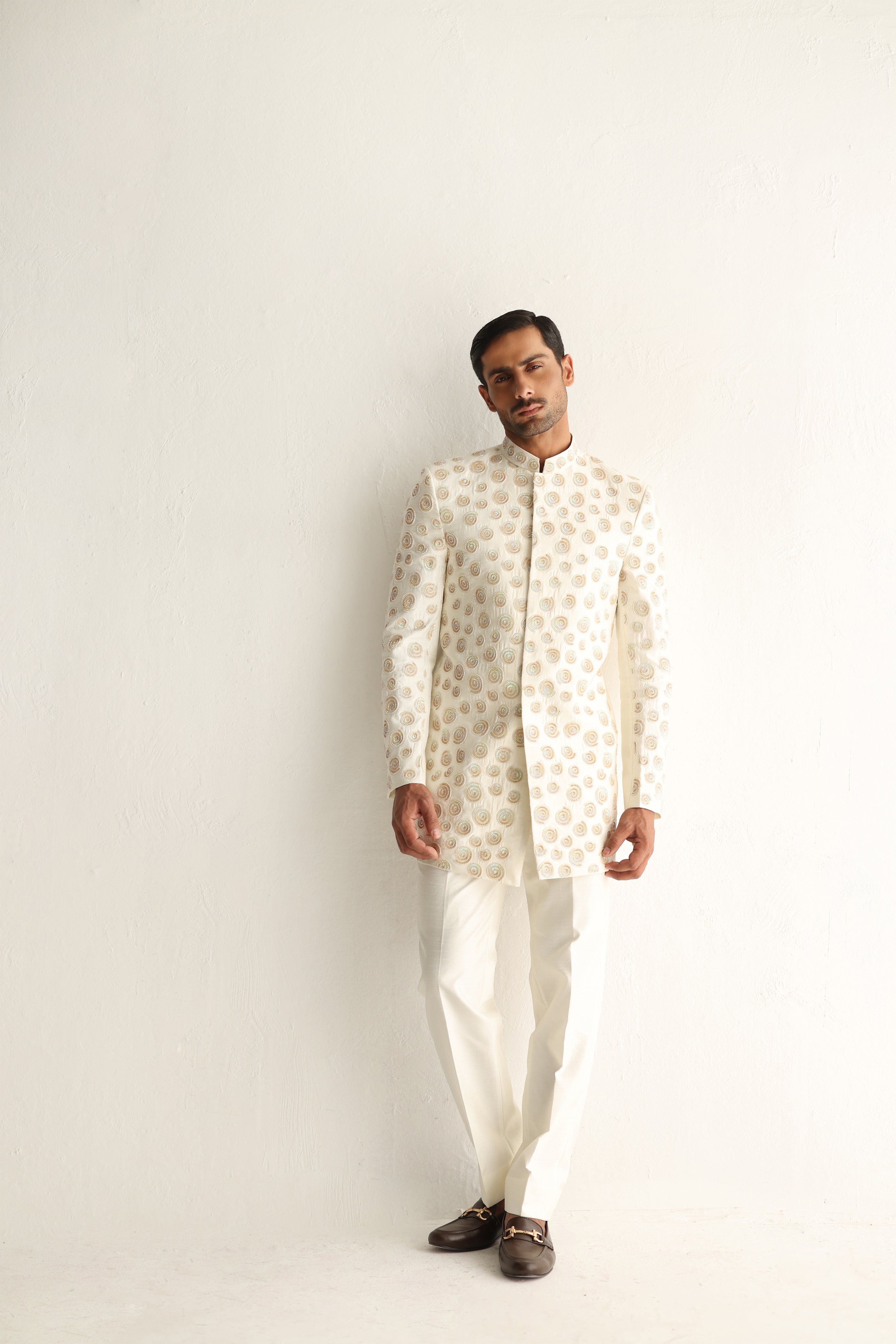 Ivory Hand-Embellished Raw Silk Prince Suit (2-Piece) - Image 6