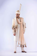 Ivory Embroidered Raw Silk Raja Coat (4-Piece) - Image 1