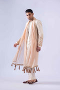 Ivory Embroidered Raw Silk Raja Coat (4-Piece) - Image 4