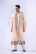 Ivory Embroidered Raw Silk Raja Coat (4-Piece) - Image 5