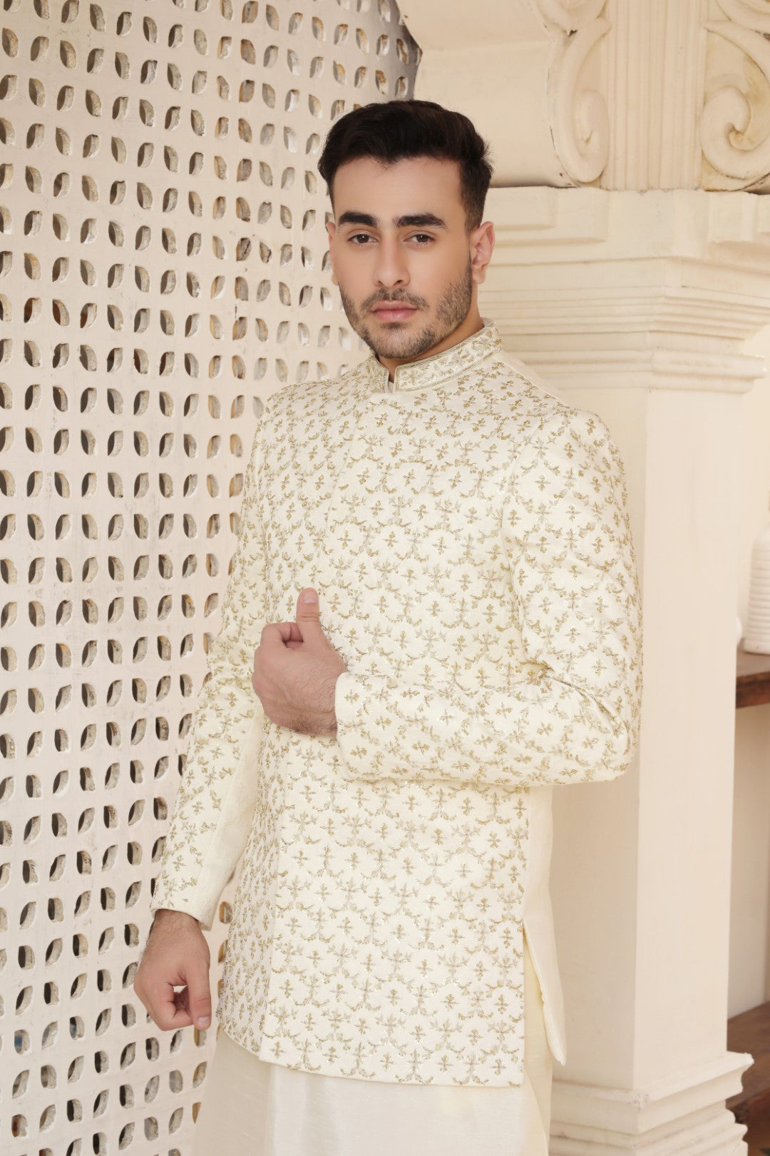 Ivory Ada Work Silk Prince Coat (3-Piece) - Image 3