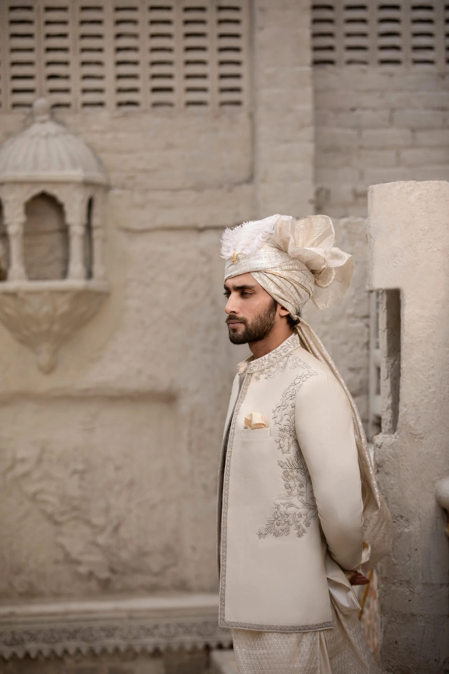 Ivory Embroidered Silk-Blend Prince Coat (3-Piece) - Image 5