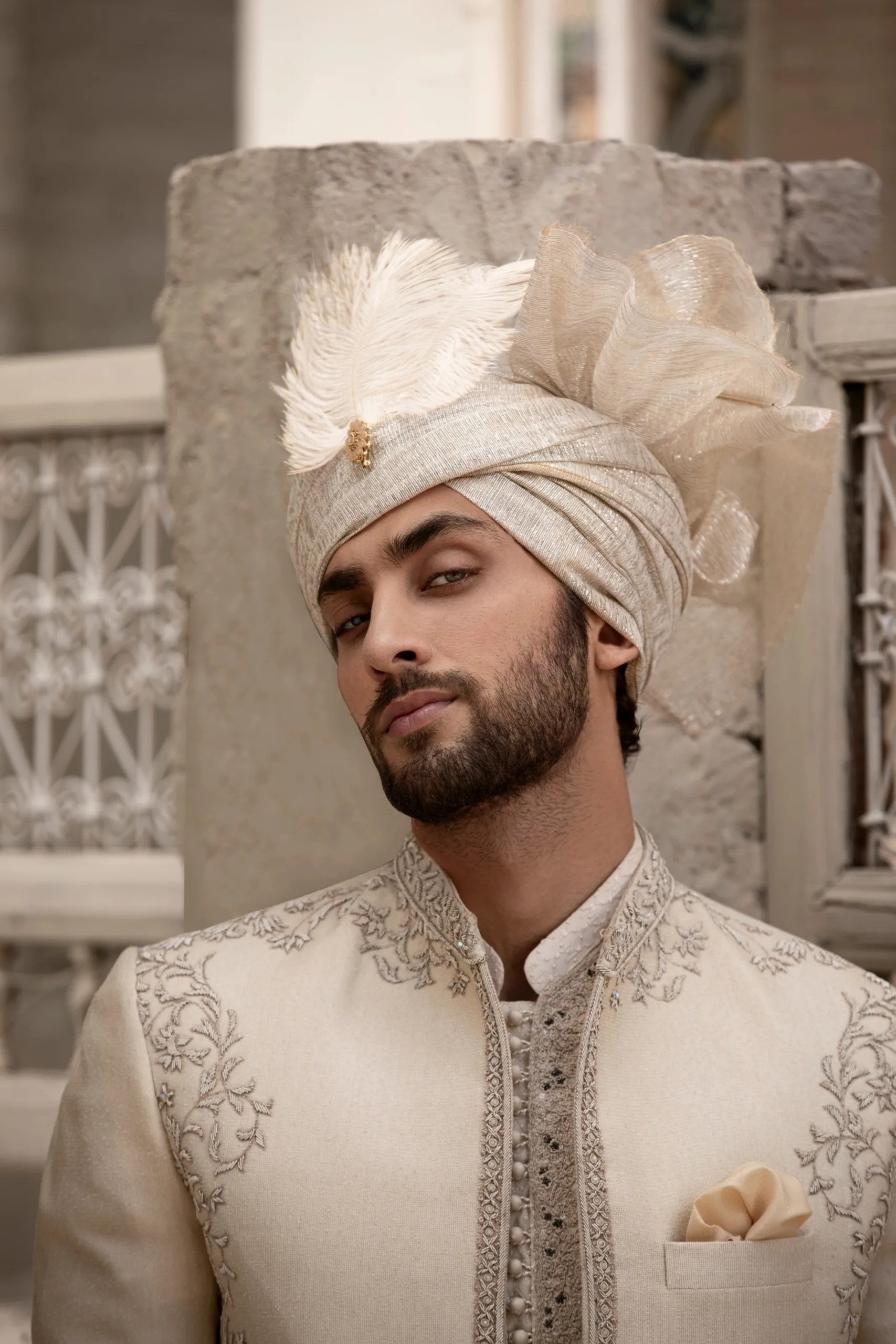 Ivory Embroidered Silk-Blend Prince Coat (3-Piece) - Image 6