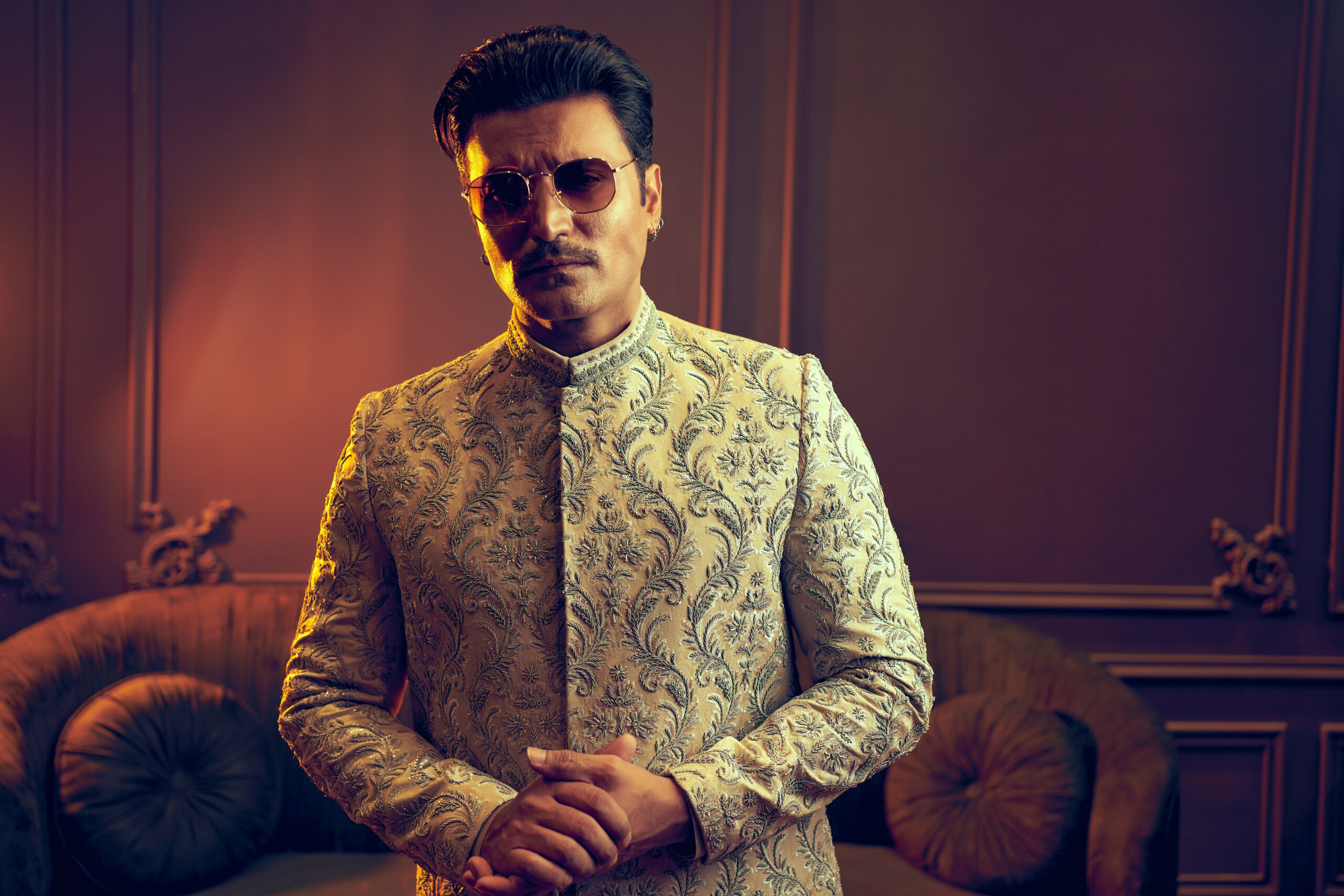 Ivory Embroidered Silk-Blend Prince Coat (2-Piece) - Image 1