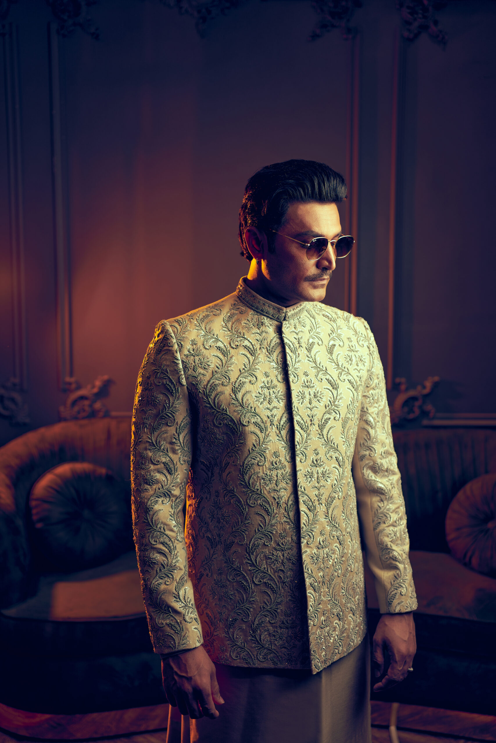 Ivory Embroidered Silk-Blend Prince Coat (2-Piece) - Image 2