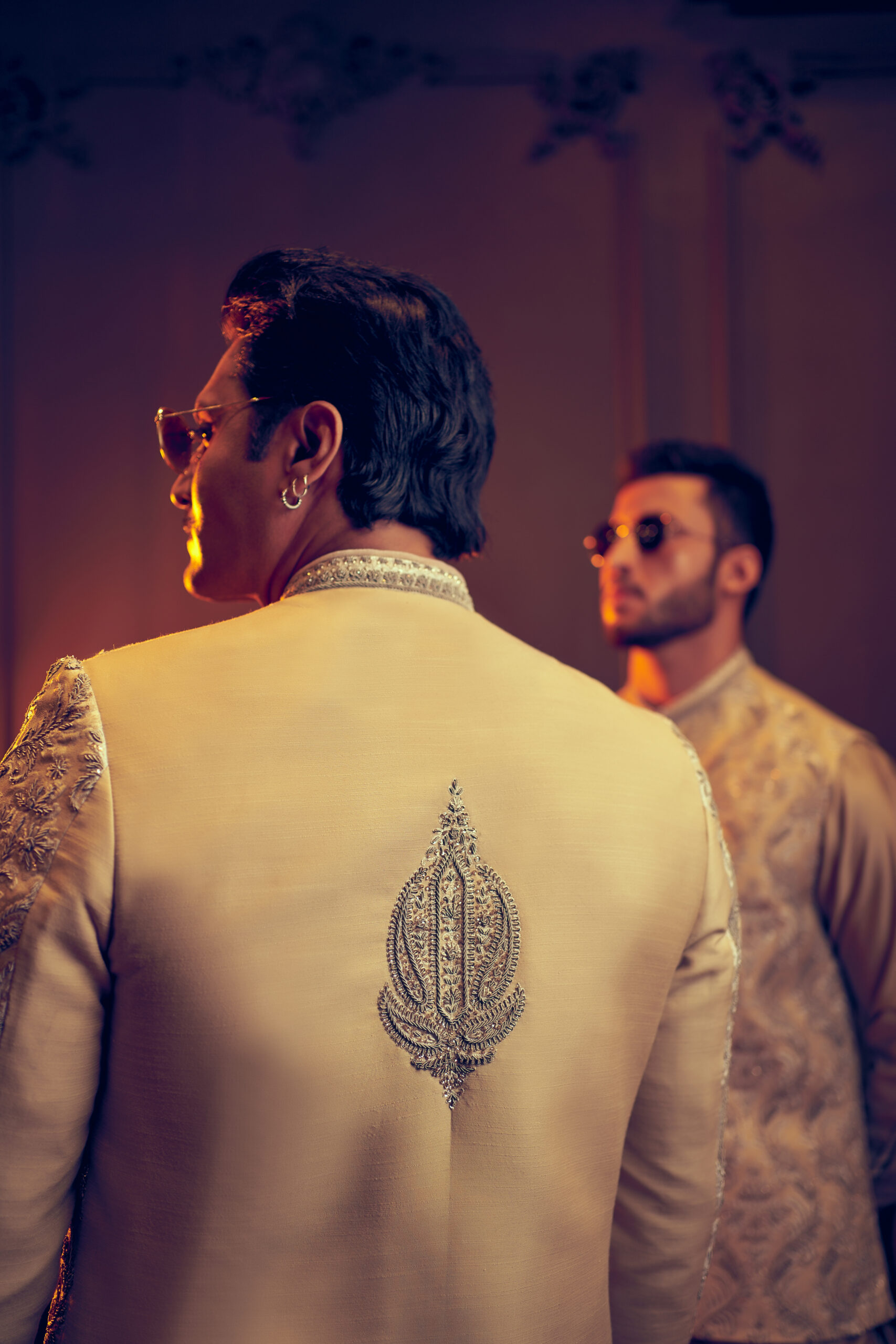 Ivory Embroidered Silk-Blend Prince Coat (2-Piece) - Image 3