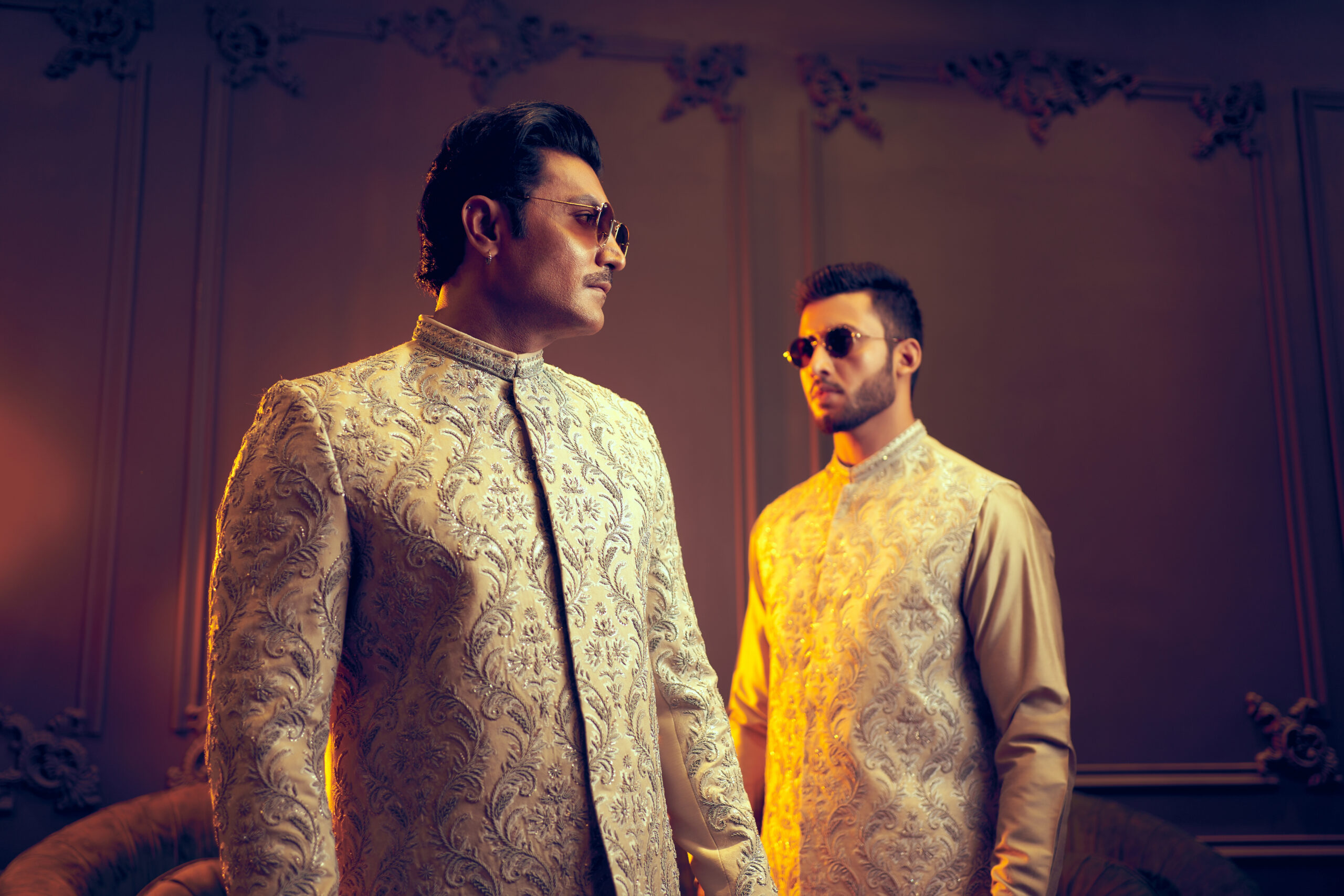 Ivory Embroidered Silk-Blend Prince Coat (2-Piece) - Image 6