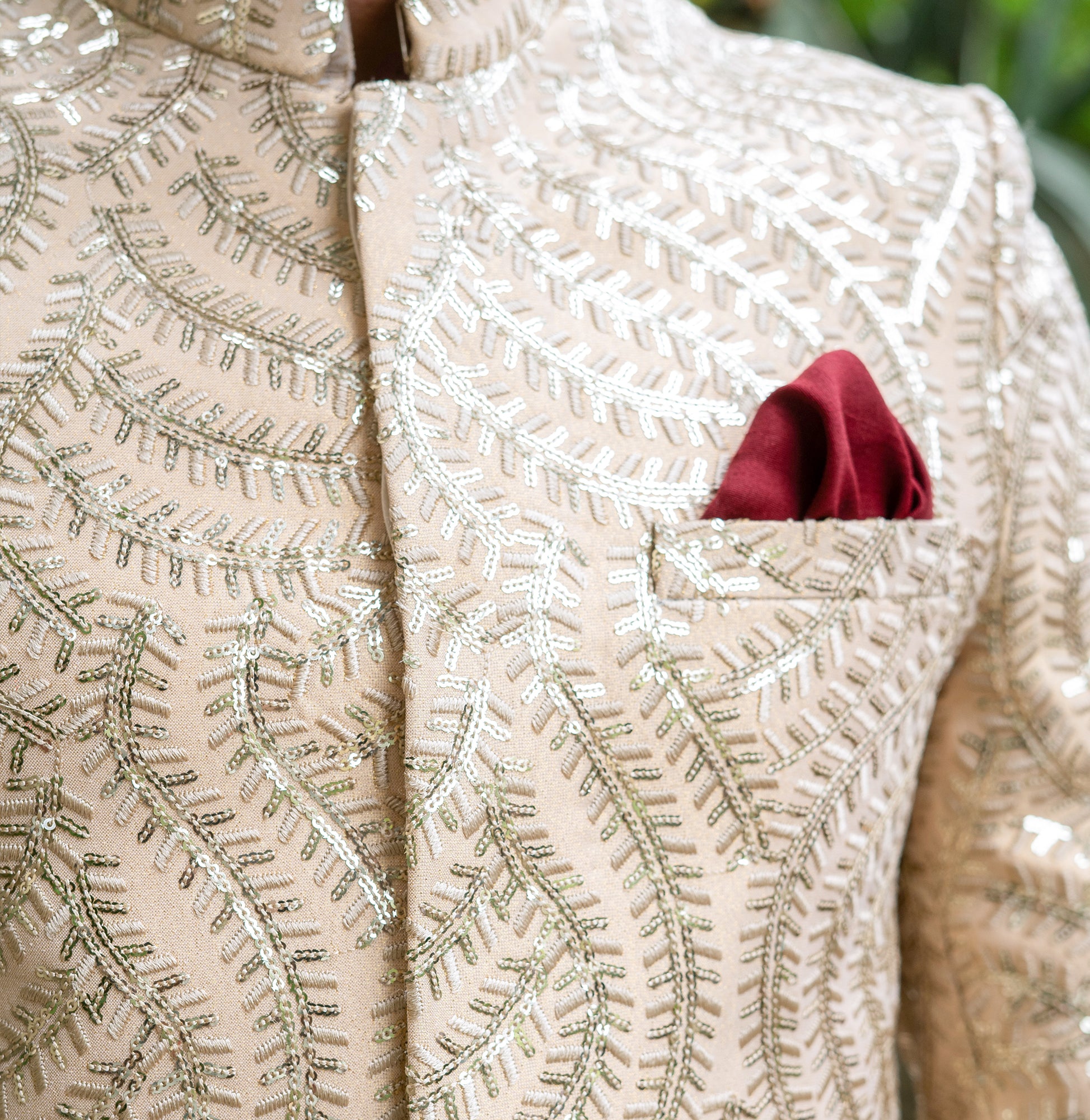 Ivory Gold Embroidered Silk-Blend Prince Coat (1-Pc) - Image 4