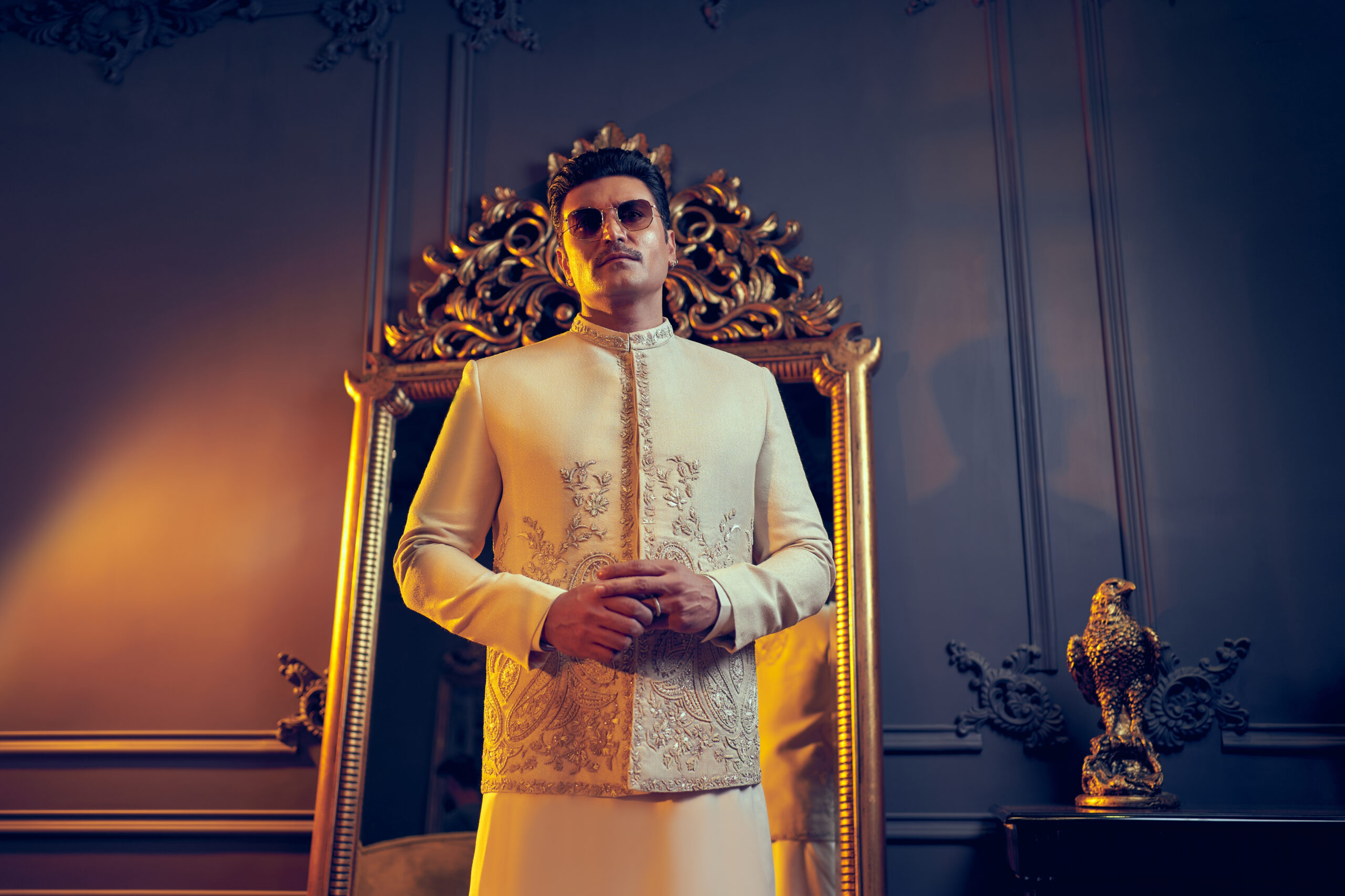 Ivory Embroidered Silk-Blend Prince Coat (3-Piece) - Image 1