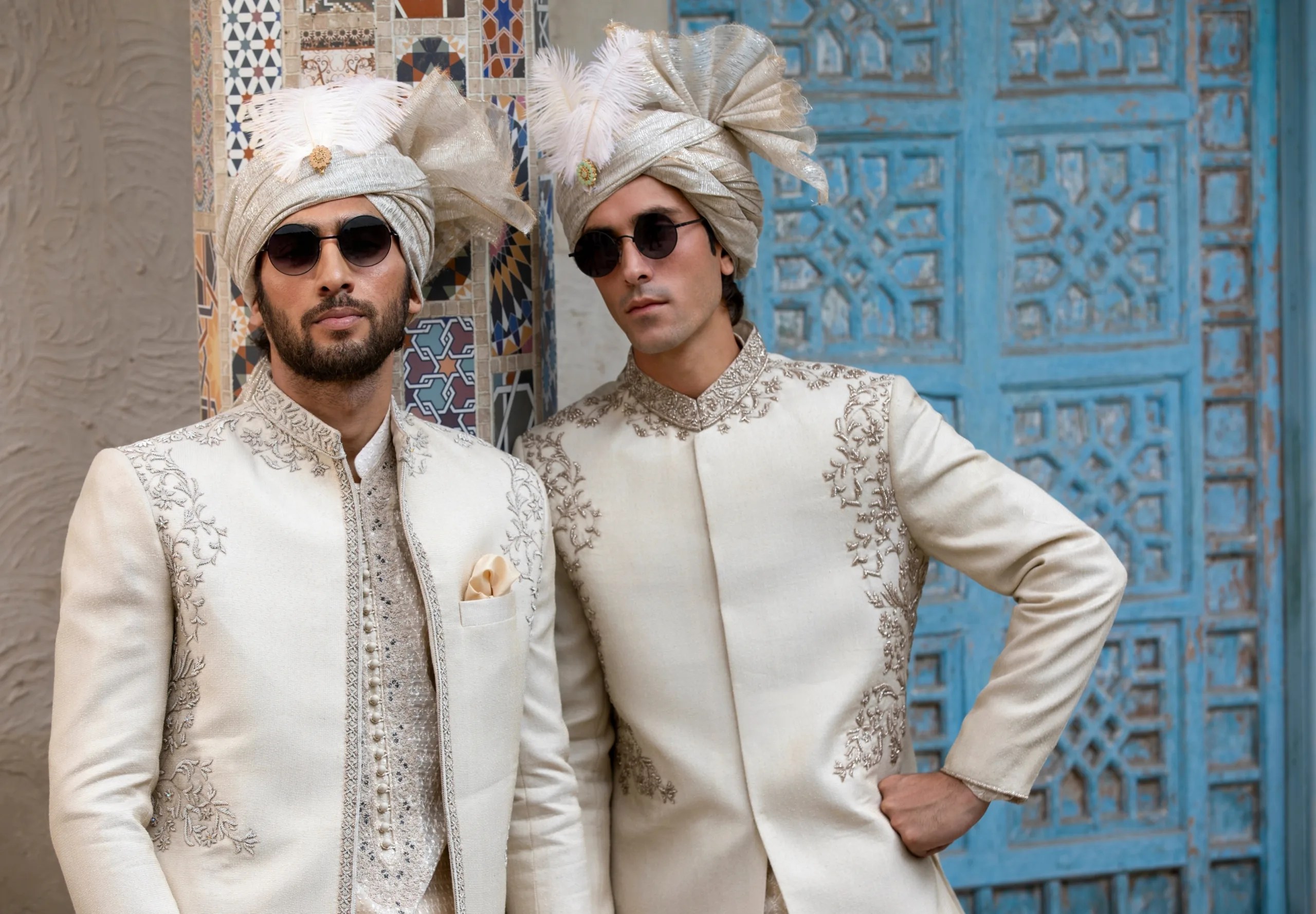 Ivory Embroidered Silk-Blend Prince Coat (1-Pc) - Image 13