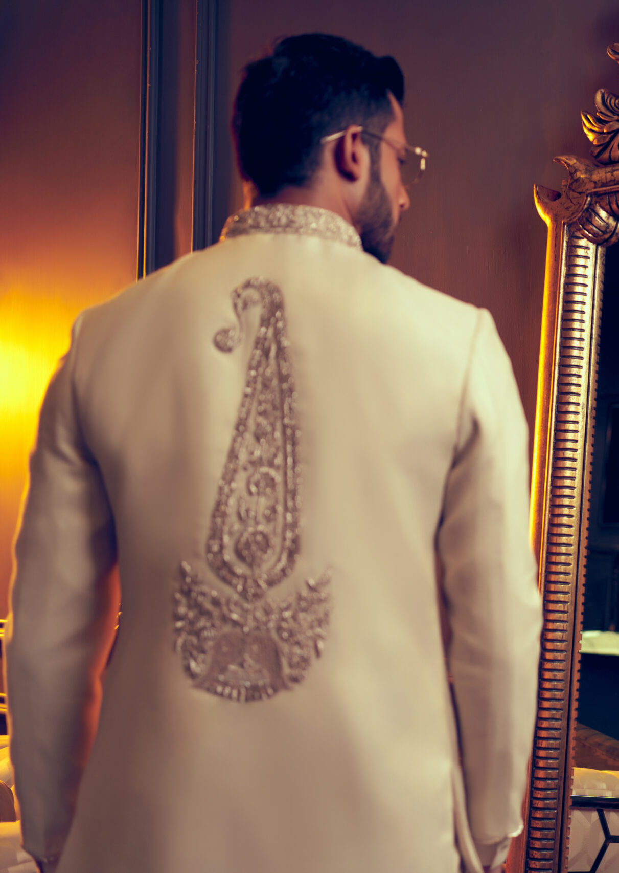 Ivory Embroidered Silk-Blend Prince Coat (2-Piece) - Image 2