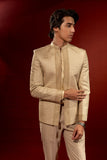 Cream Textured Embroidered Silk-Blend Prince Coat (3-Piece) - Image 6