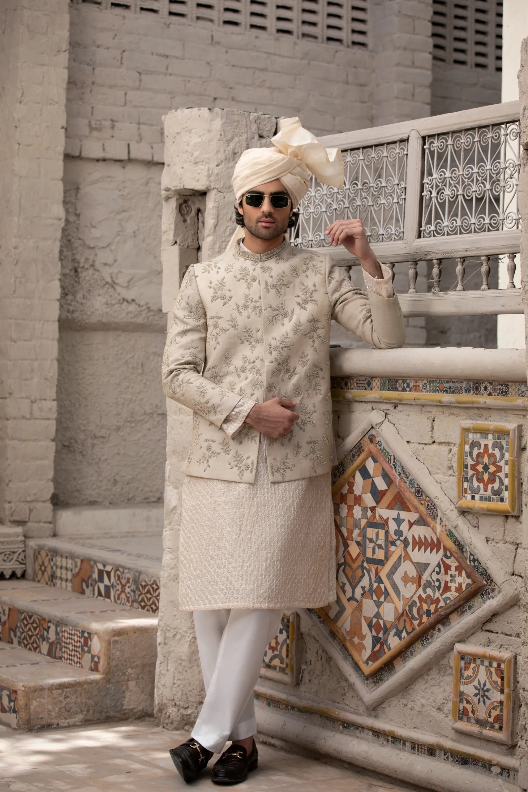 Ivory Embroidered Silk-Blend Prince Coat (3-Piece) - Image 2