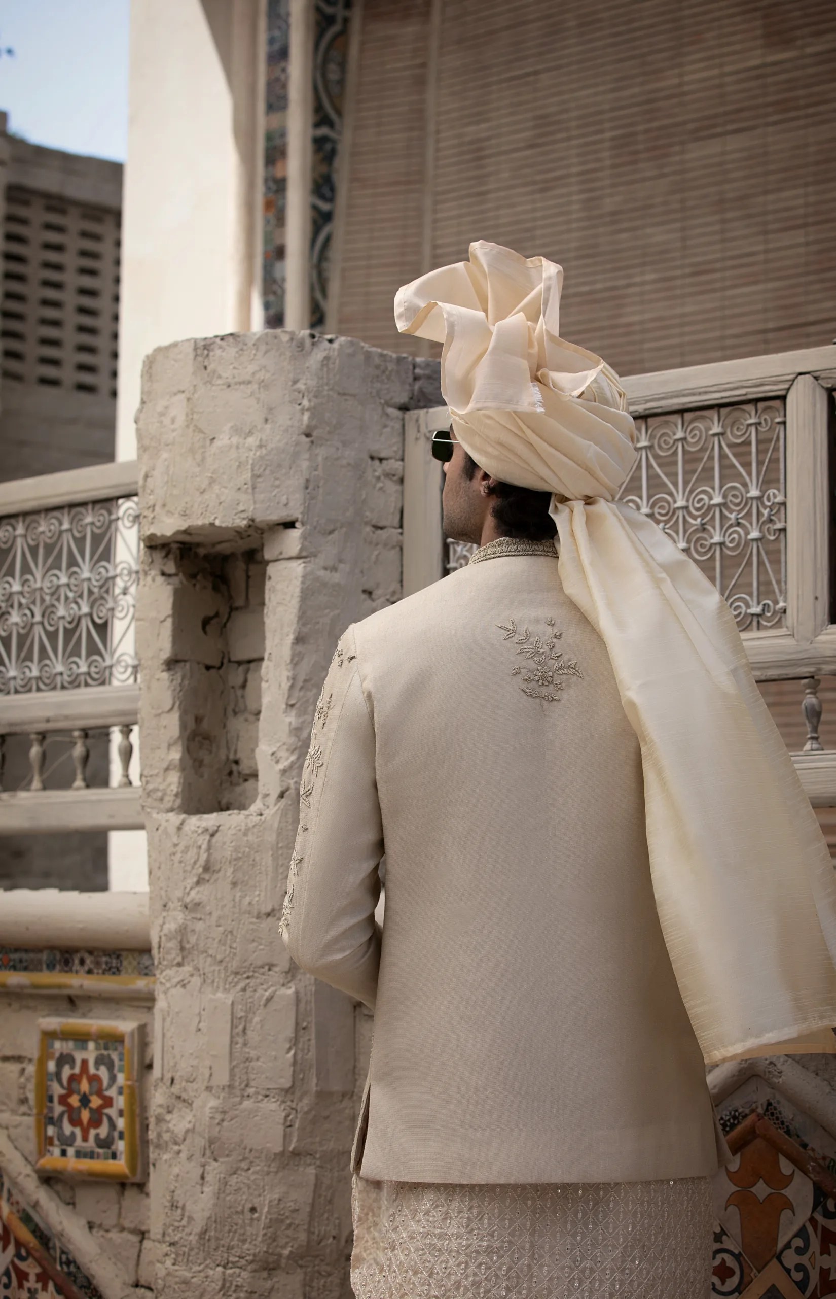 Ivory Embroidered Silk-Blend Prince Coat (3-Piece) - Image 4