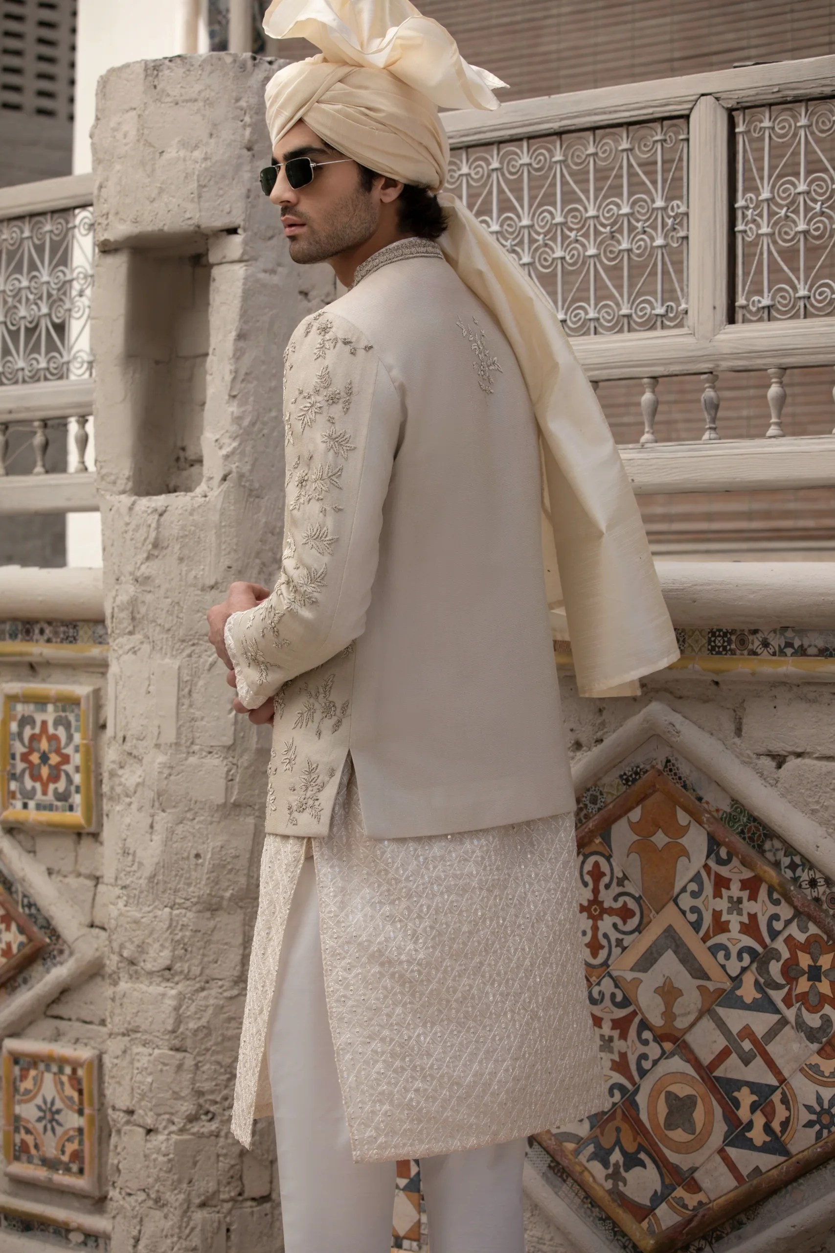Ivory Embroidered Silk-Blend Prince Coat (3-Piece) - Image 5