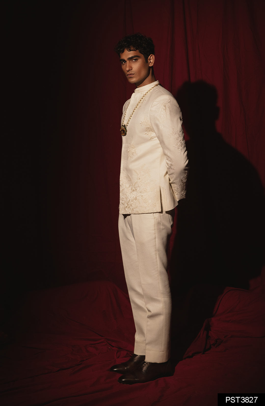 Off-White Embroidered Silk Blend Prince Suit (2-Piece) - Image 1