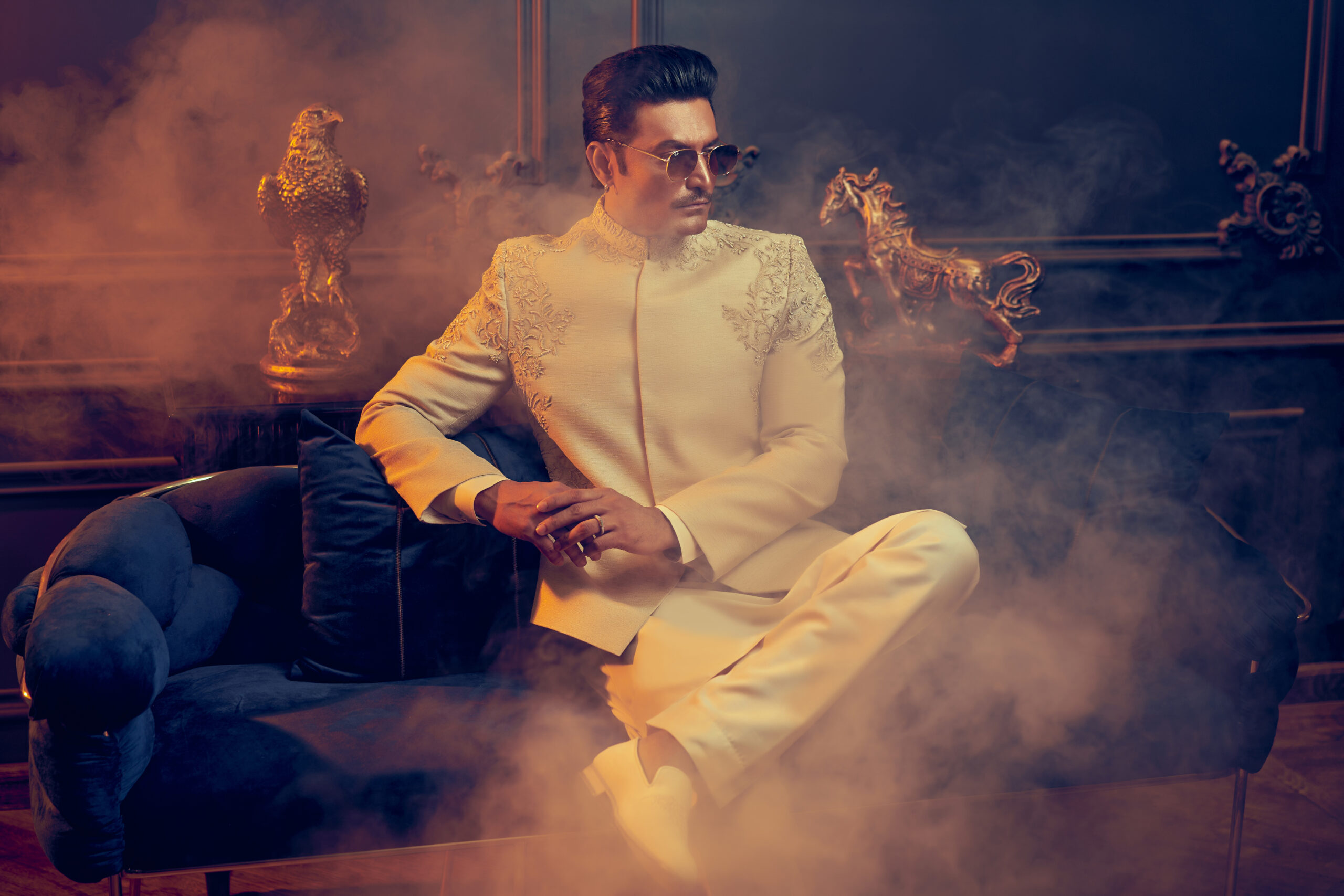 Ivory Embroidered Suiting Prince Coat (3-Piece) - Image 1