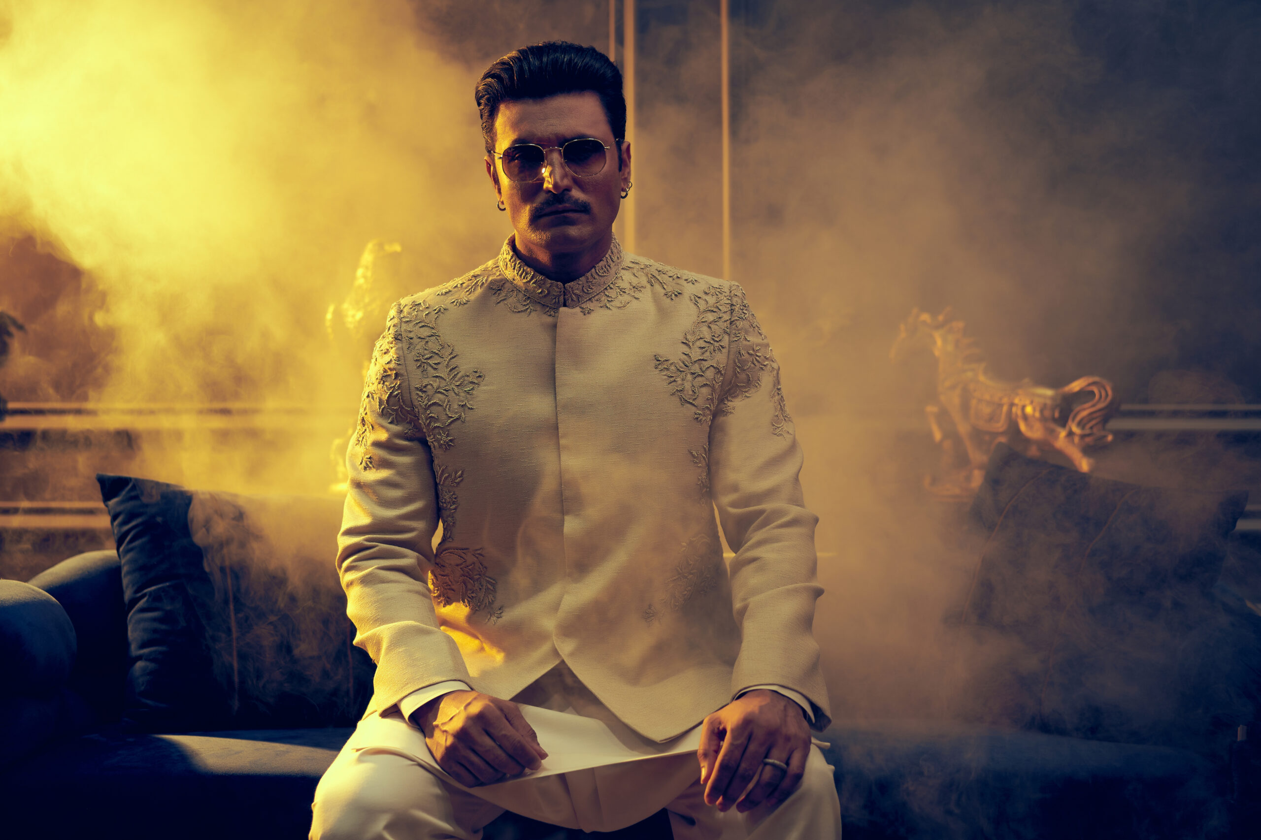 Ivory Embroidered Suiting Prince Coat (3-Piece) - Image 3