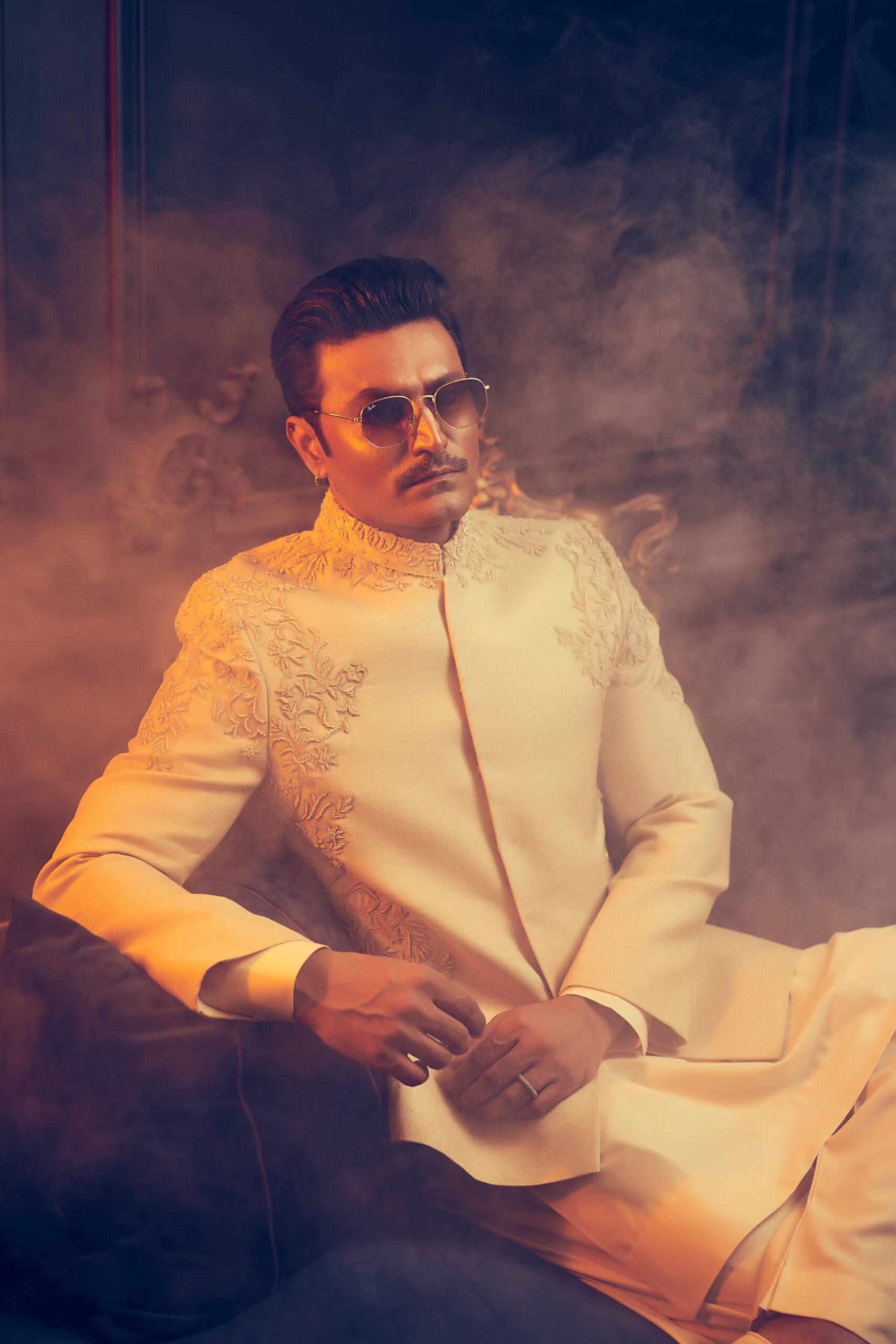 Ivory Embroidered Suiting Prince Coat (3-Piece) - Image 4