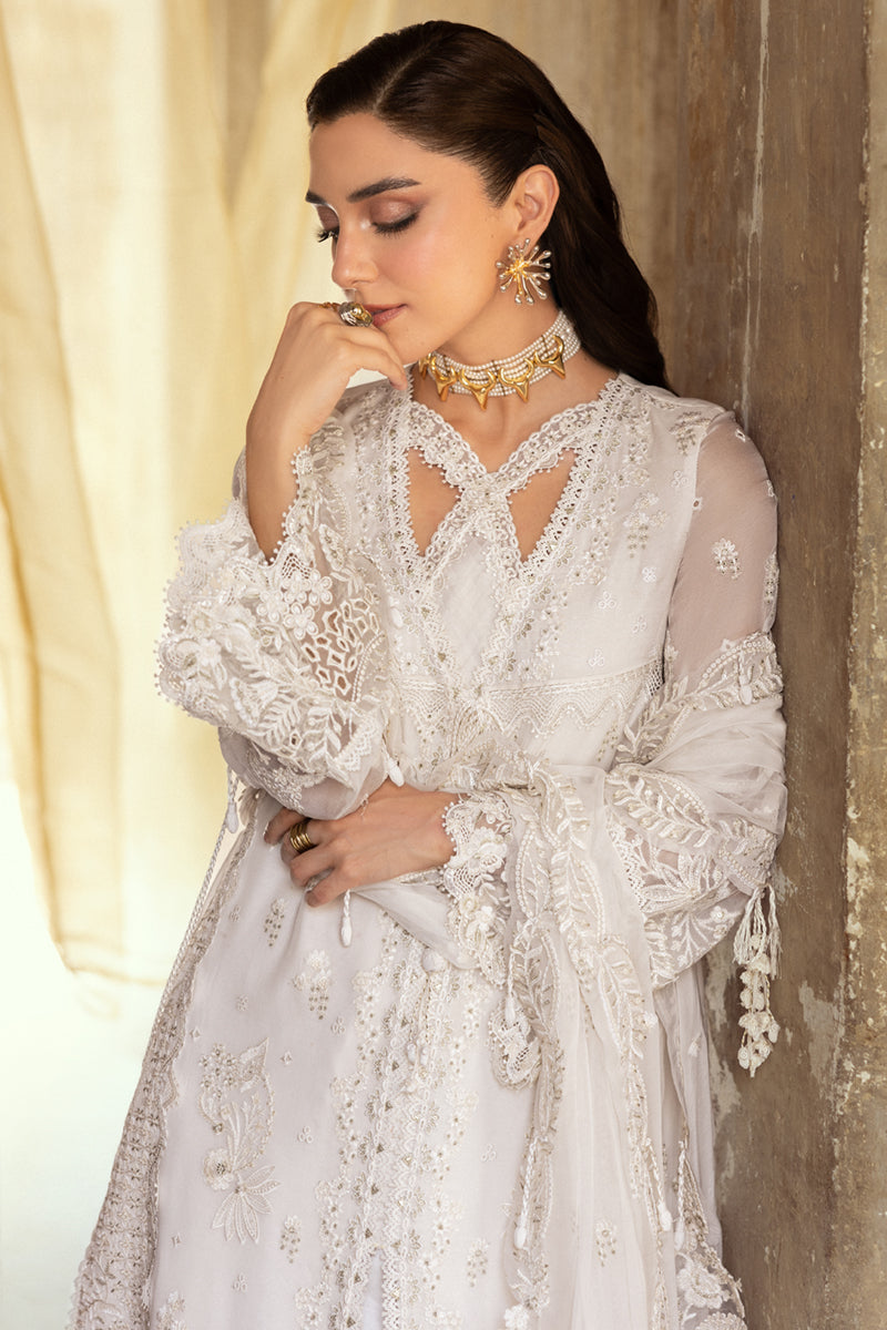 Pakistani Ivory Chikankari Embroidered Chiffon Salwar Kameez (3-Piece) - Image 8