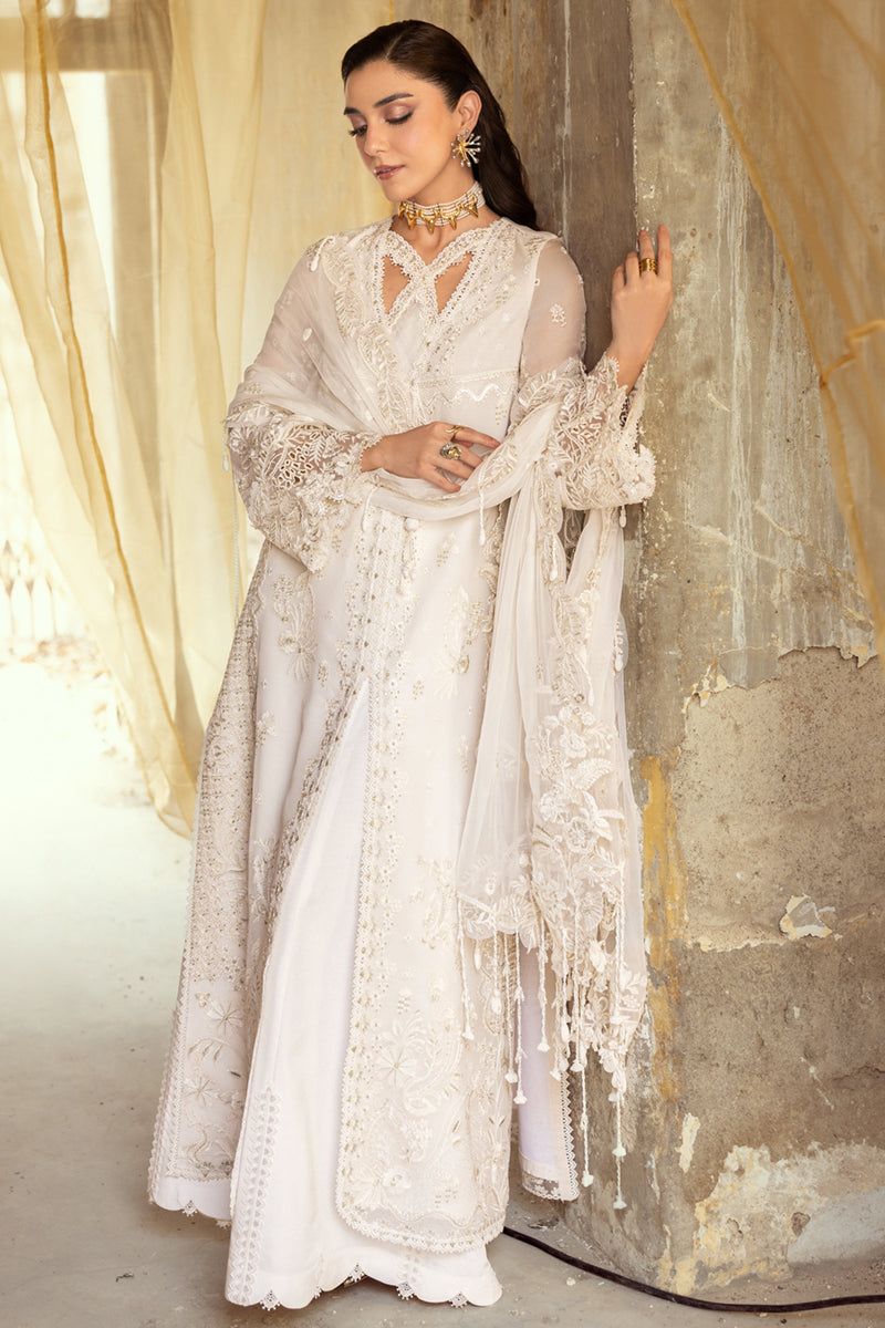Pakistani Ivory Chikankari Embroidered Chiffon Salwar Kameez (3-Piece) - Image 9