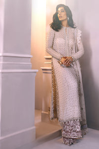 Pakistani Ivory Embellished Chiffon & Organza Salwar Kameez (3-Piece) - Image 1