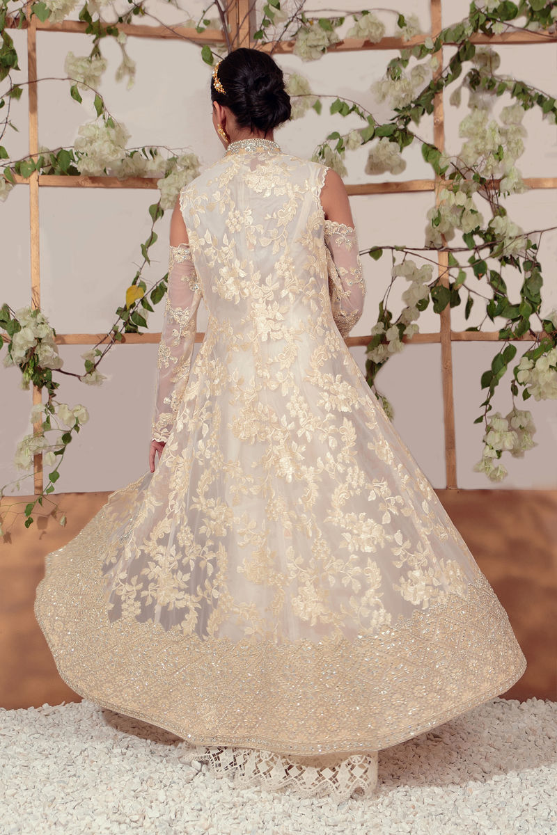 Ivory Zardozi Embroidered Chiffon Salwar Kameez (2-Piece) - Image 3