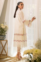 Pakistani Ivory Embroidered Chikan & Raw Silk Salwar Kameez (3-Piece) - Image 4