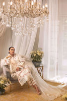 Pakistani Ivory Embroidered Chikan & Raw Silk Salwar Kameez (3-Piece) - Image 6