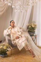 Pakistani Ivory Embroidered Chikan & Raw Silk Salwar Kameez (3-Piece) - Image 7