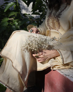 Pakistani Ivory Embroidered Cotton Net Salwar Kameez (3-Piece) - Image 4