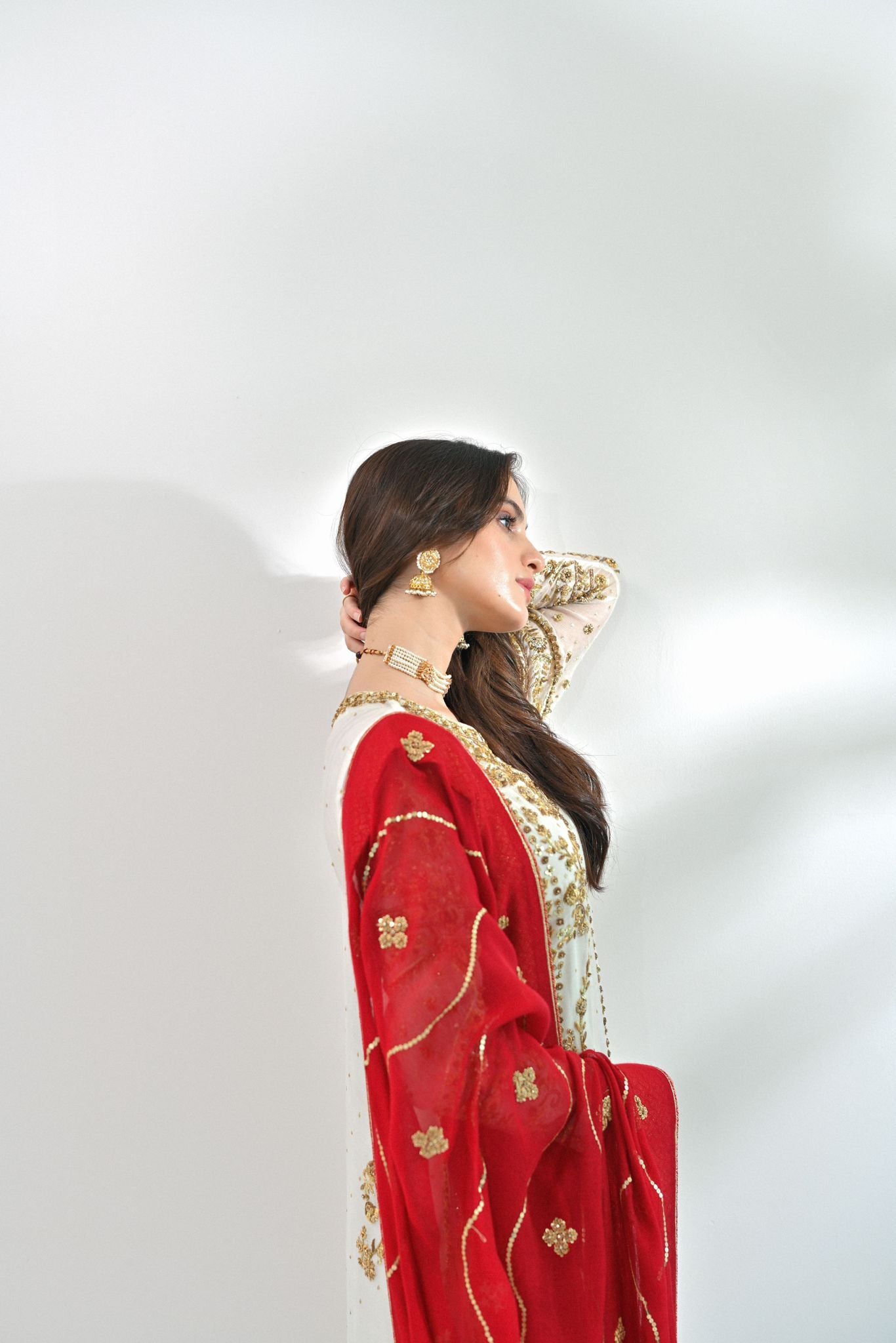 Ivory Zardozi Cotton Net Salwar Kameez (3-Piece) - Image 3