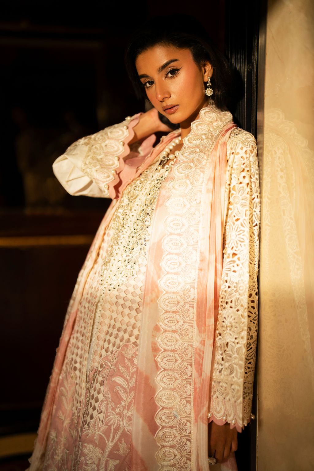 Off-White Cutwork Embroidered Cotton-Silk Salwar Kameez (3-Piece) - Image 5