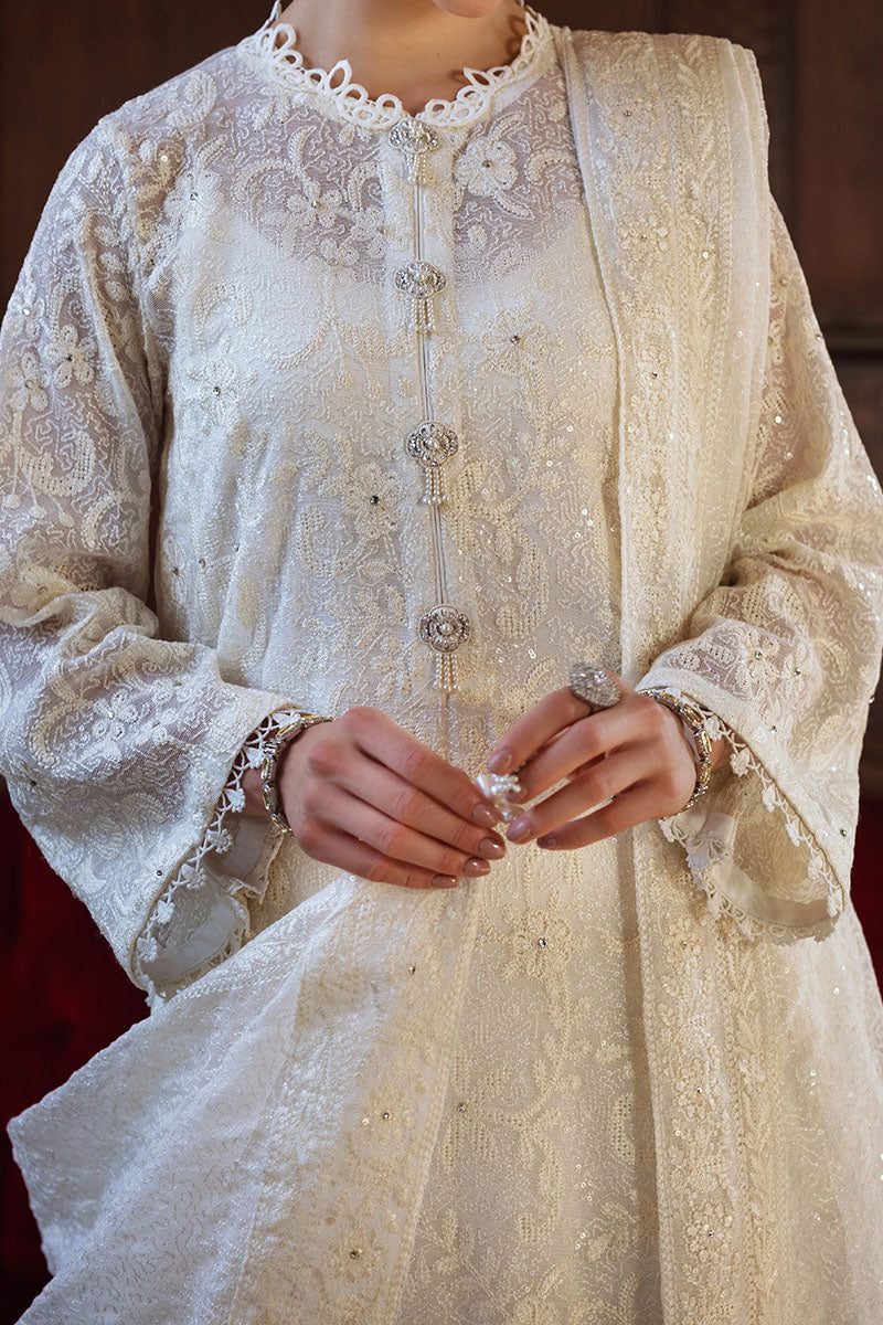 Pakistani Cream Chikankari Cotton Net Salwar Kameez (3-Piece) - Image 4