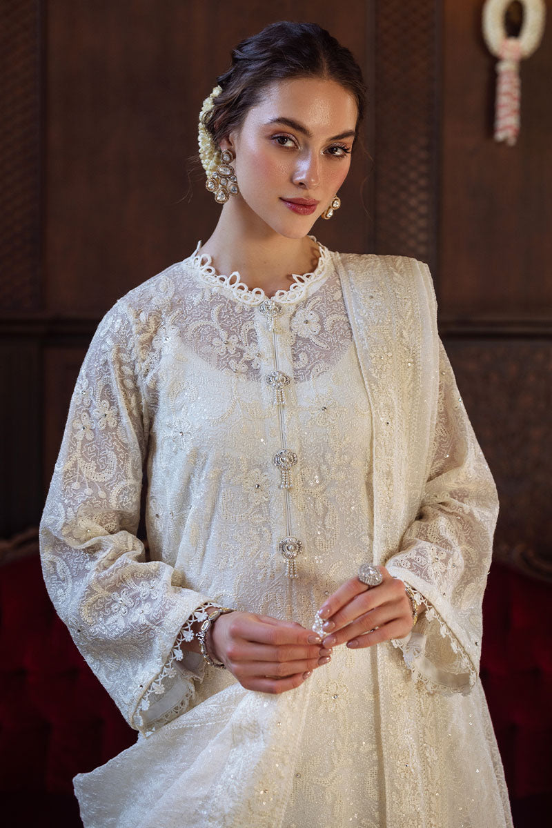 Pakistani Cream Chikankari Cotton Net Salwar Kameez (3-Piece) - Image 5