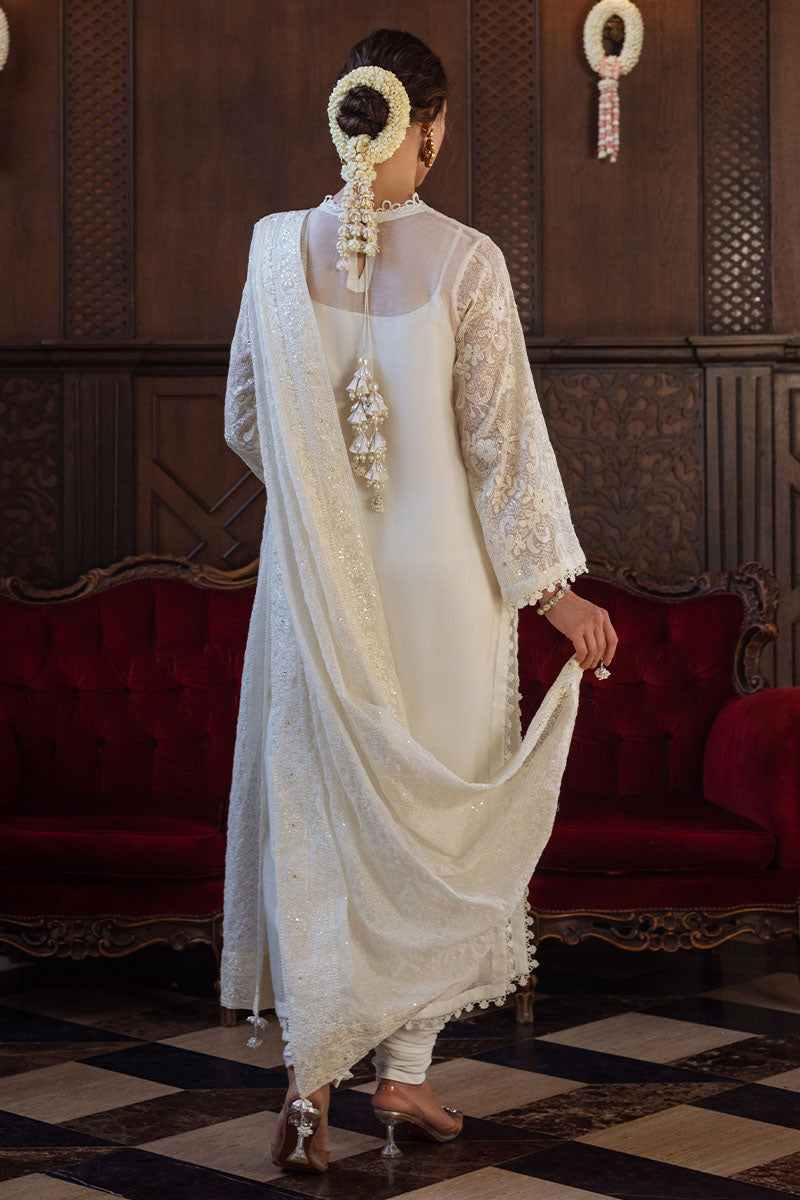 Pakistani Cream Chikankari Cotton Net Salwar Kameez (3-Piece) - Image 7