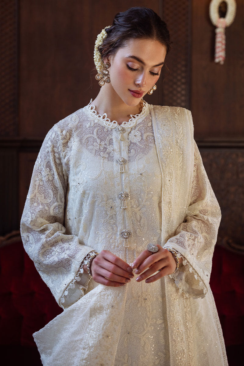 Pakistani Cream Chikankari Cotton Net Salwar Kameez (3-Piece) - Image 8
