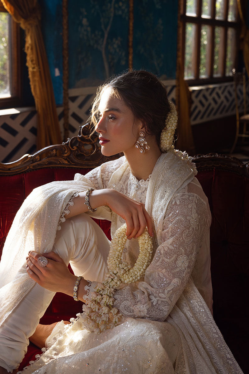 Pakistani Cream Chikankari Cotton Net Salwar Kameez (3-Piece) - Image 9