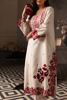 Pakistani Ivory Maroon Embroidered Korean Raw Silk Kurta (3-Piece) - Image 7
