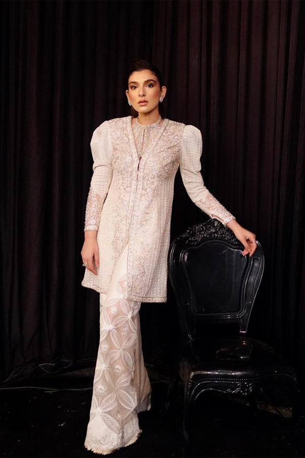Ivory Embellished Net Jacket with Embroidered Trousers (2-Piece) - Image 1