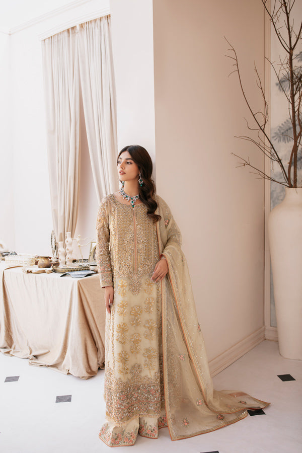 Ivory Hand-Embellished Net Organza Salwar Kameez (3-Piece) - Image 6