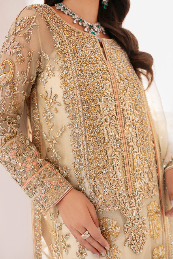 Ivory Hand-Embellished Net Organza Salwar Kameez (3-Piece) - Image 7