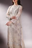 Pakistani Ivory Embroidered Organza Shirt with Crushed Silk Lehenga (3-Piece) - Image 3