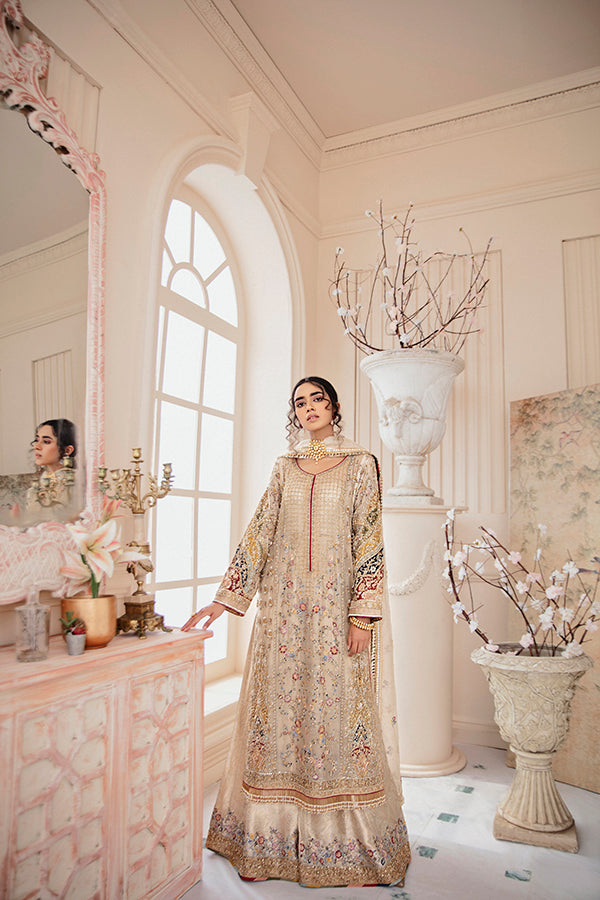 Ivory Embellished Net Organza Kurta (3-Piece) - Image 2