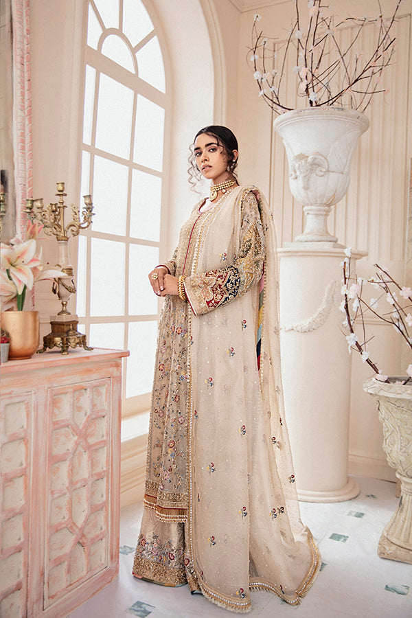 Ivory Embellished Net Organza Kurta (3-Piece) - Image 4