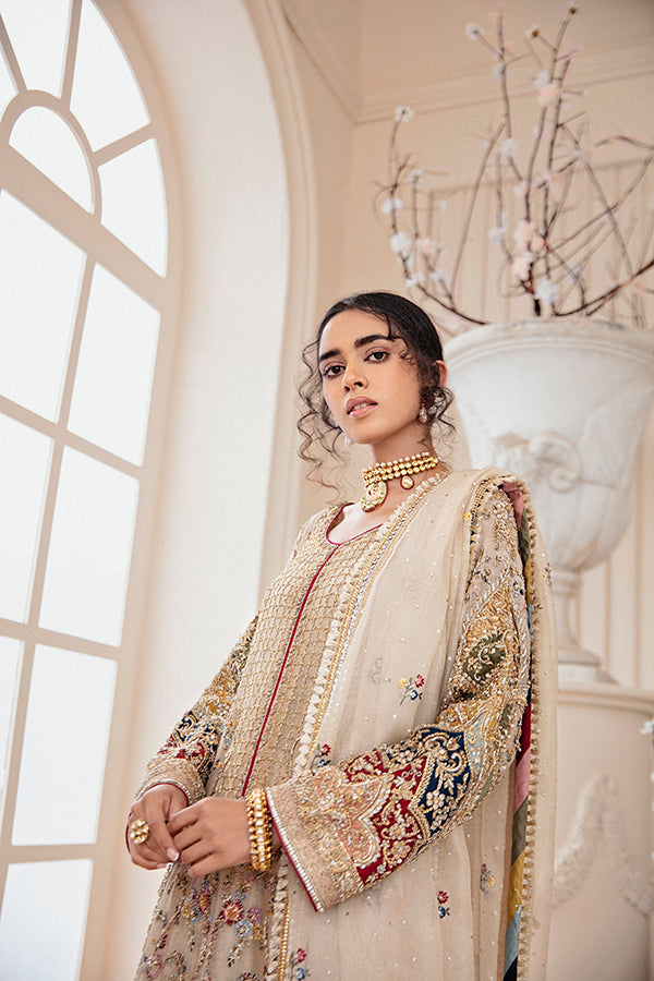 Ivory Embellished Net Organza Kurta (3-Piece) - Image 5