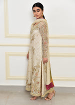 Ivory Gold Embroidered Organza & Brocade Kameez (3-Piece) - Image 3