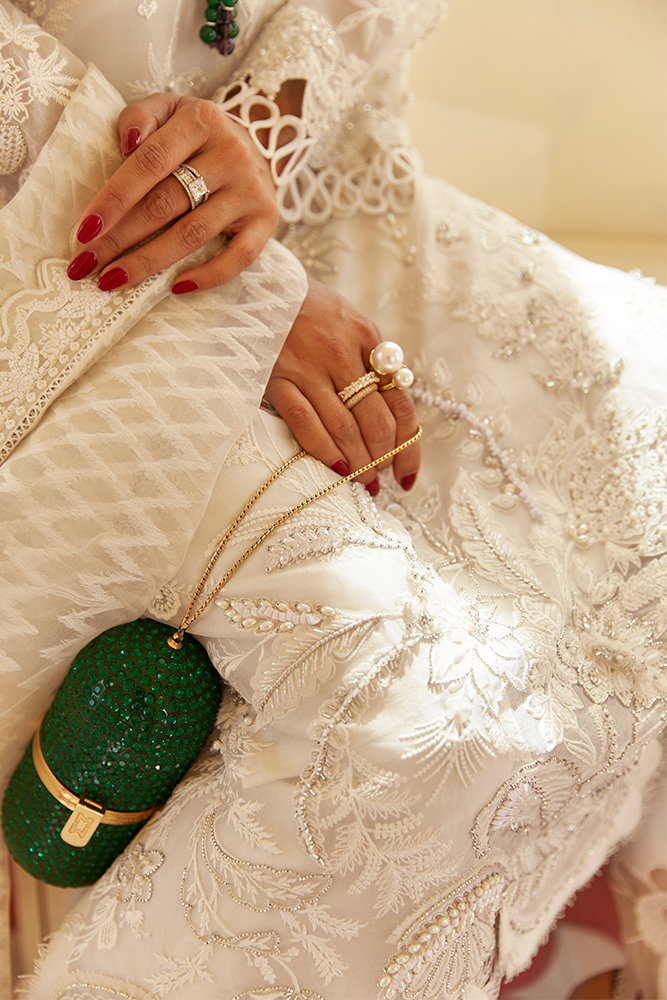 Pakistani Ivory Hand Embellished Organza Salwar Kameez (3-Piece) - Image 3