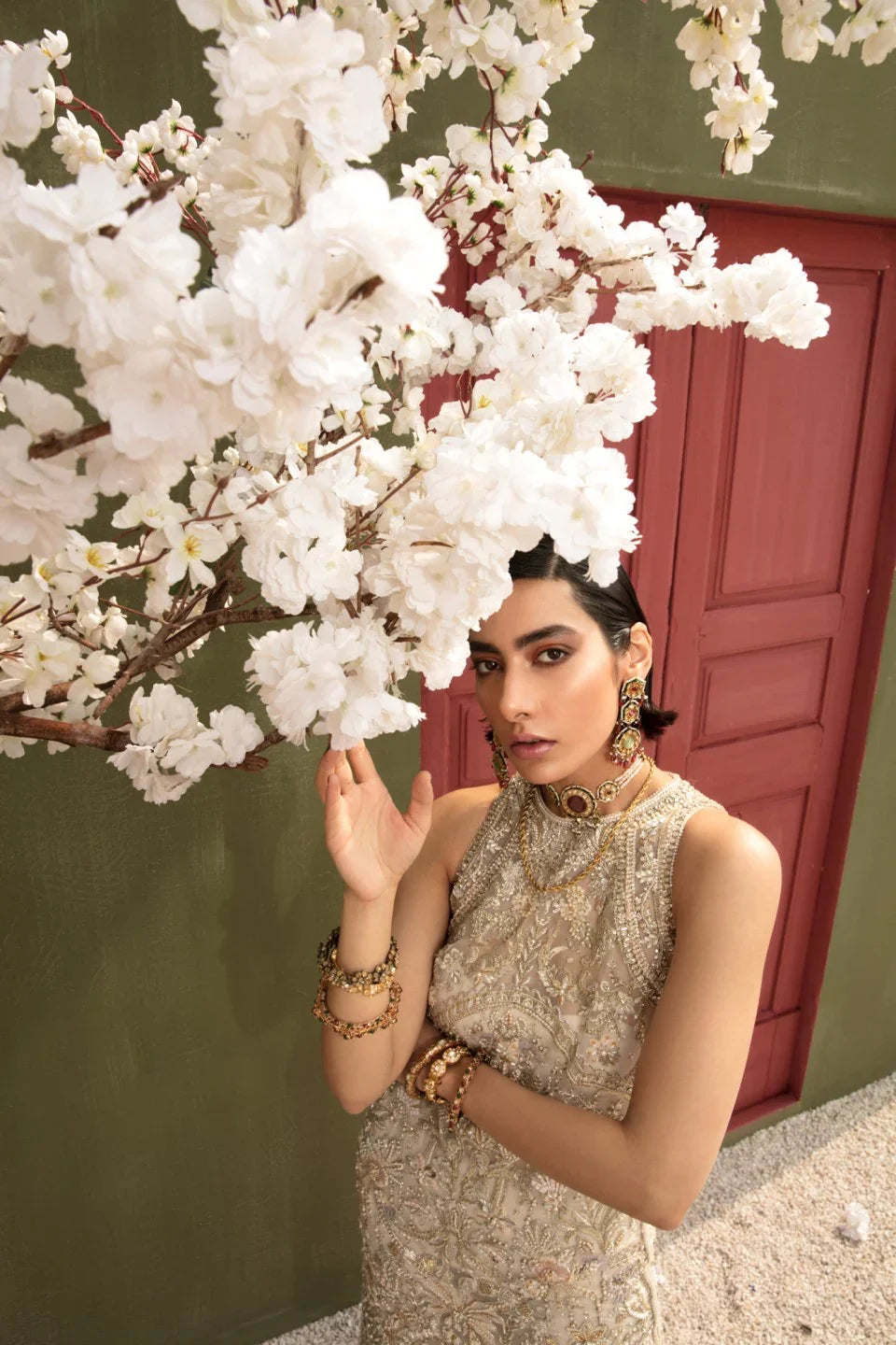 Ivory Hand-Embellished Organza Shirt with Raw Silk Pants (2-Piece) - Image 3